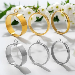 DIY stainless steel open rings with small loops in gold and silver for jewelry making
