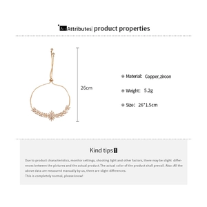 Vue détaillée du bracelet épi de blé or rose avec zircone et spécifications de taille
