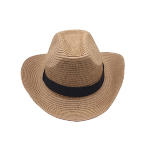 Chapeau de paille d'ete pour femme large bord plage decontracte fedora tresse vue detail