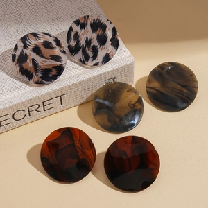 Lot de boucles d'oreilles rondes rétro en acrylique motif léopard et écaille de tortue