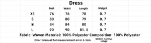 Detailed size guide and fabric information table for the vintage plaid mini dress