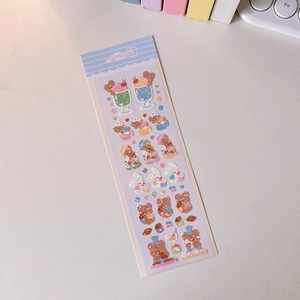 Detail shot of cute bear stickers with glossy finish for journaling and scrapbooking