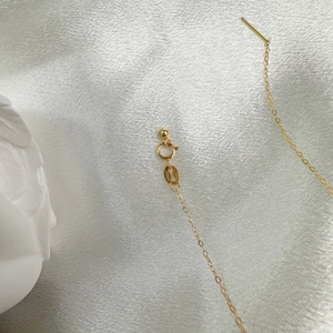 Macro shot of S925 sterling silver tag on a gold-plated thin snake chain necklace