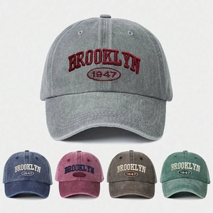 Baseball Cap Washed Cotton Brooklyn 1947 Embroidery Vintage Adjustable Sun Hat Retro Casual Outdoor For Men Women