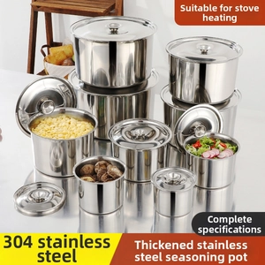 Detailed set of thick 304 stainless steel condiment jars with lids in various sizes