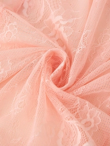 Summer pink high waist lace skirt featuring elegant floral embroidery and mesh texture