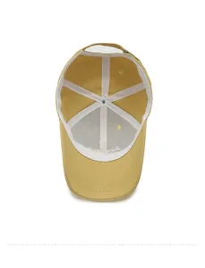 Interior view of ginger baseball cap showing reinforced seams and adjustable metal buckle
