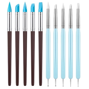 10-piece professional clay sculpting and dotting tool set with silicone tips and metal ends