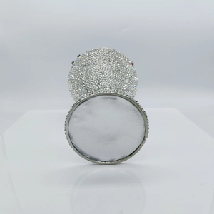 Close-up of the silver crystal encrusted base and side on this martini glass evening bag