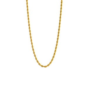 Elegant gold titanium steel rope chain necklace for women on minimalist white background