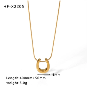 Detailed size chart for 18K gold U-shaped pendant necklace showing 400mm length and weight