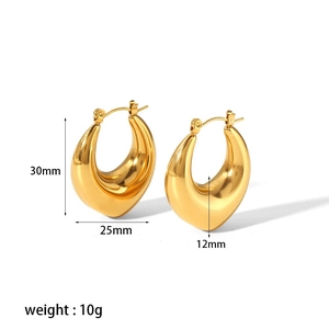Boucles d'oreilles créoles épaisses en acier inoxydable 18K avec design goutte d'eau