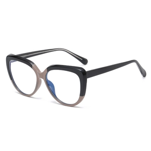 Modern TR90 cat-eye blue light blocking glasses in black and brown two-tone finish