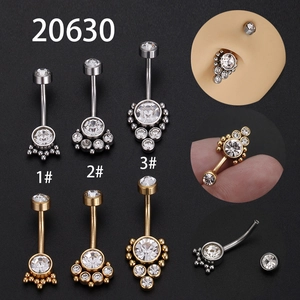 Belly Piercing Ring Stainless Steel Inlaid Cubic Zirconia Navel Curved Barbell Body Jewelry Sparkling Fashion Women