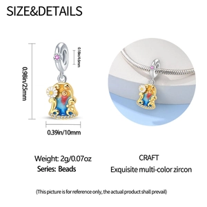 Size details of the oil painting beads charm with multicolor zircon and enamel finish