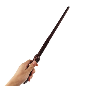 Illuminating magic wand prop with dark brown wood texture for Halloween cosplay costumes