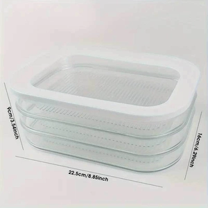 Three-tier stackable food storage container with airtight lid and non-slip bottom