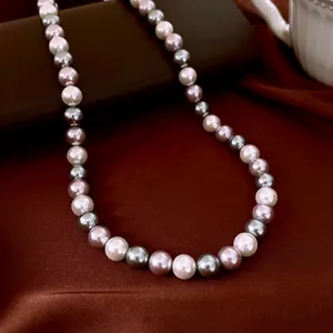 Multi Color Artificial Pearl Necklace With High Luster Imitation Artificial Pearls Elegant Copper Clavicle Chain Jewelry For Women