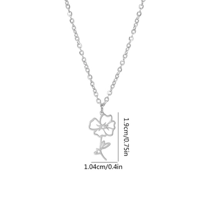 French style silver stainless steel lotus pendant necklace with 1.9cm x 1.04cm dimensions