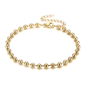 Minimalist gold stainless steel bead chain bracelet with lobster clasp and extension link