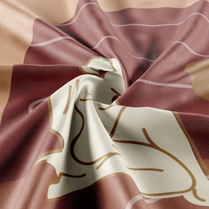 Macro shot of silk tapestry fabric showing smooth satin texture and squirrel line pattern