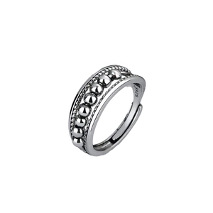 Vintage Thai Silber Spinner-Ring mit rotierenden Perlen und offener Ringschiene
