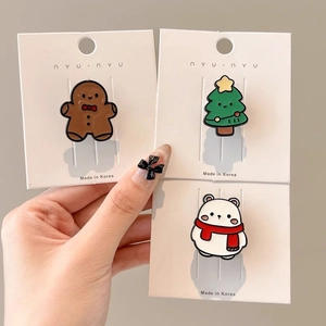 Coffret de broches de Noël en émail avec bonhomme de pain d'épices et ours