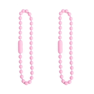 Vista dettagliata di due catenine a sfere in ferro rosa per accessori di gioielli fai da te
