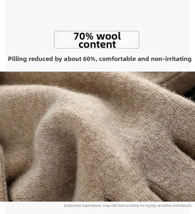Close-up of soft knitted fabric with 70% wool content for premium winter warmth