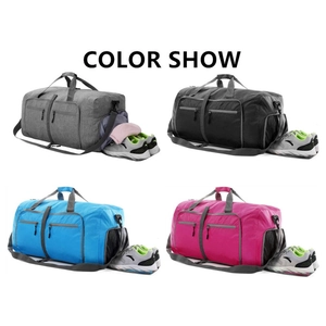 Foldable cationic gym travel bag set in four colors with integrated shoe compartment