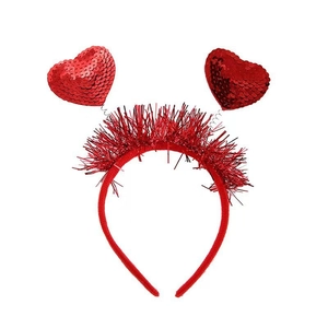 Red sequin heart headband with tinsel boppers for Valentine's party decorations