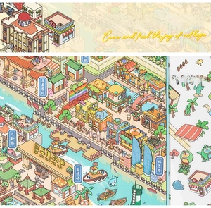 Macro view of 3D miniature city stickers featuring Xiamen architecture and landmarks