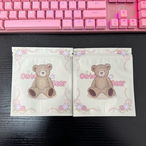 Cute cartoon bear self-sealing aluminum foil pouches for candy and stationery storage