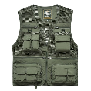 Gilet de Pêche en Filet à Séchage Rapide pour Hommes Léger Multi-poches Extérieur Photographie Respirant Décontracté Cargo Veste Sans Manches