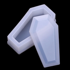 White silicone coffin mold set with base and lid for Halloween resin DIY crafts