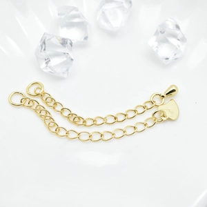 18k gold-plated S925 silver extender chain with heart and water drop pendant charms