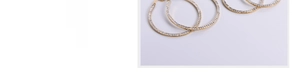 Close-up of golden stainless steel hoop earrings with sparkling crystal pavé setting