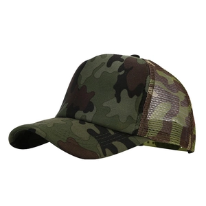Jungle camouflage mesh trucker hat with breathable design and adjustable snapback