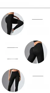 Detailed view of high-waist yoga leggings showing peach butt lift and textured fabric