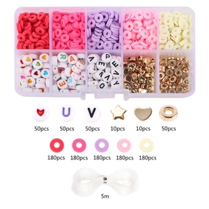 Kit de manualidades de cuentas de arcilla y letras para hacer pulseras para niños y niñas