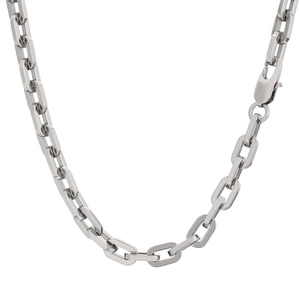 7mm silver stainless steel rectangle link chain necklace with secure lobster clasp closure