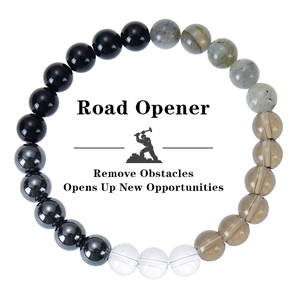 8mm Tiger Eye Citrine and Obsidian beaded bracelet for wealth on white background
