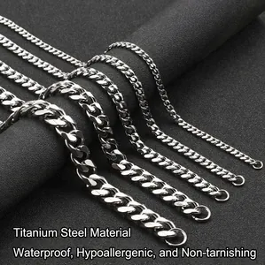 Cuban Link Chain Necklace Stainless Steel Hip Hop Streetwear Men Women High Polished Geometric Jewelry Non-Fading