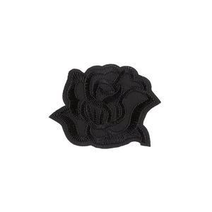 Elegant black rose embroidery patch for clothing repair and DIY decorative sewing