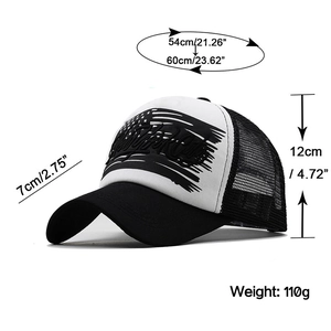 Two-tone New York City trucker hat with mesh back and adjustable fit for outdoors