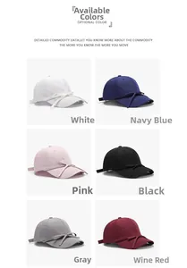 Close-up of quick-dry baseball caps with decorative bows in six assorted colors