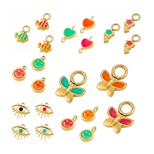 Colorful enamel and gold stainless steel pendants set for DIY jewelry making
