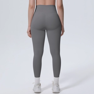 Rückansicht dunkelgraue Yoga-Hose mit hoher Taille und nahtlosem Po-Lifting-Effekt