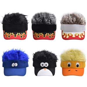 Flair hair visor caps in six styles including flame embroidery and cartoon animal designs