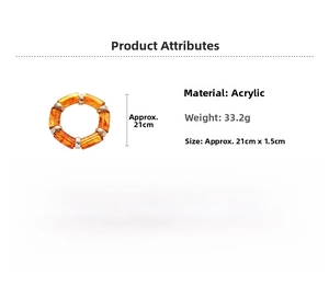 Detailed specs of amber acrylic geometric stretch bracelet with dimensions and weight